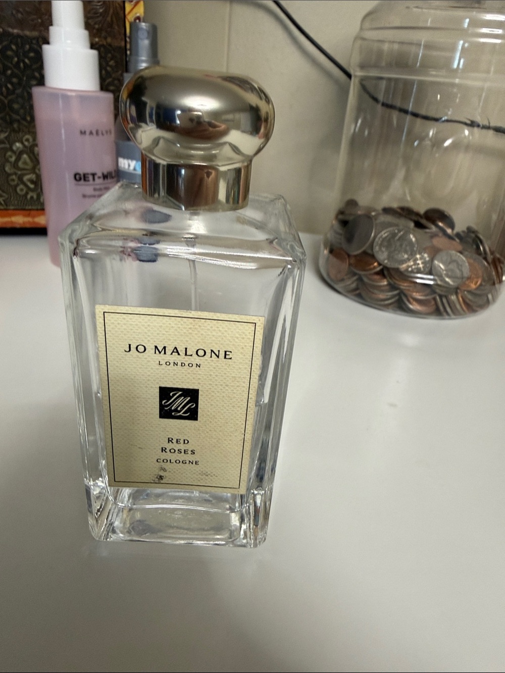 Jo Malone Red Roses Cologne Bottle with Silver Cap and Cream Label